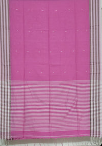 Rohini – Pink Handloom Tangail Khadi Saree with White Border