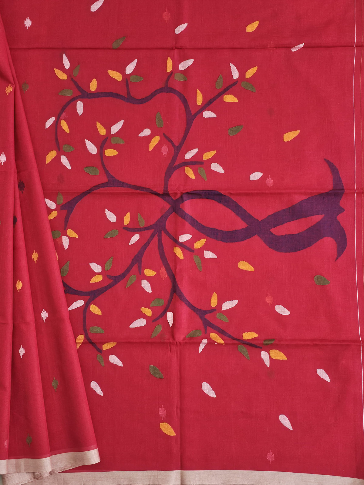 Rohini – Red Jamdhani Handloom Bengal Cotton Saree