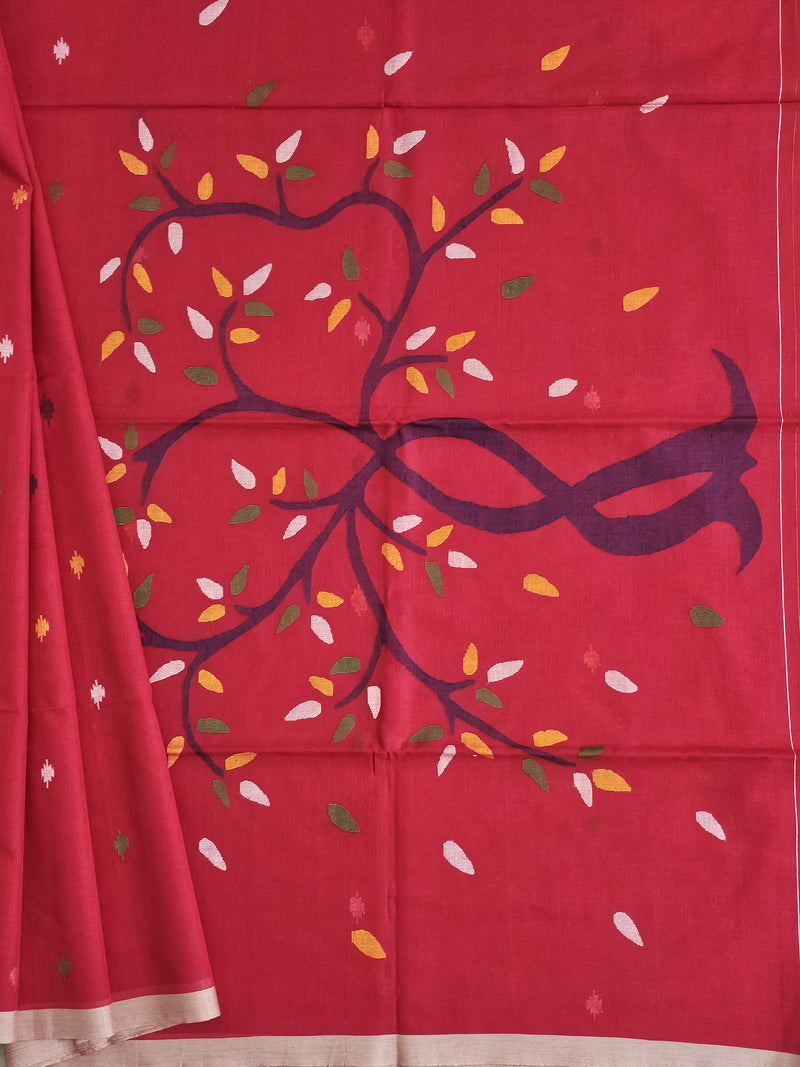 Rohini – Red Jamdhani Handloom Bengal Cotton Saree