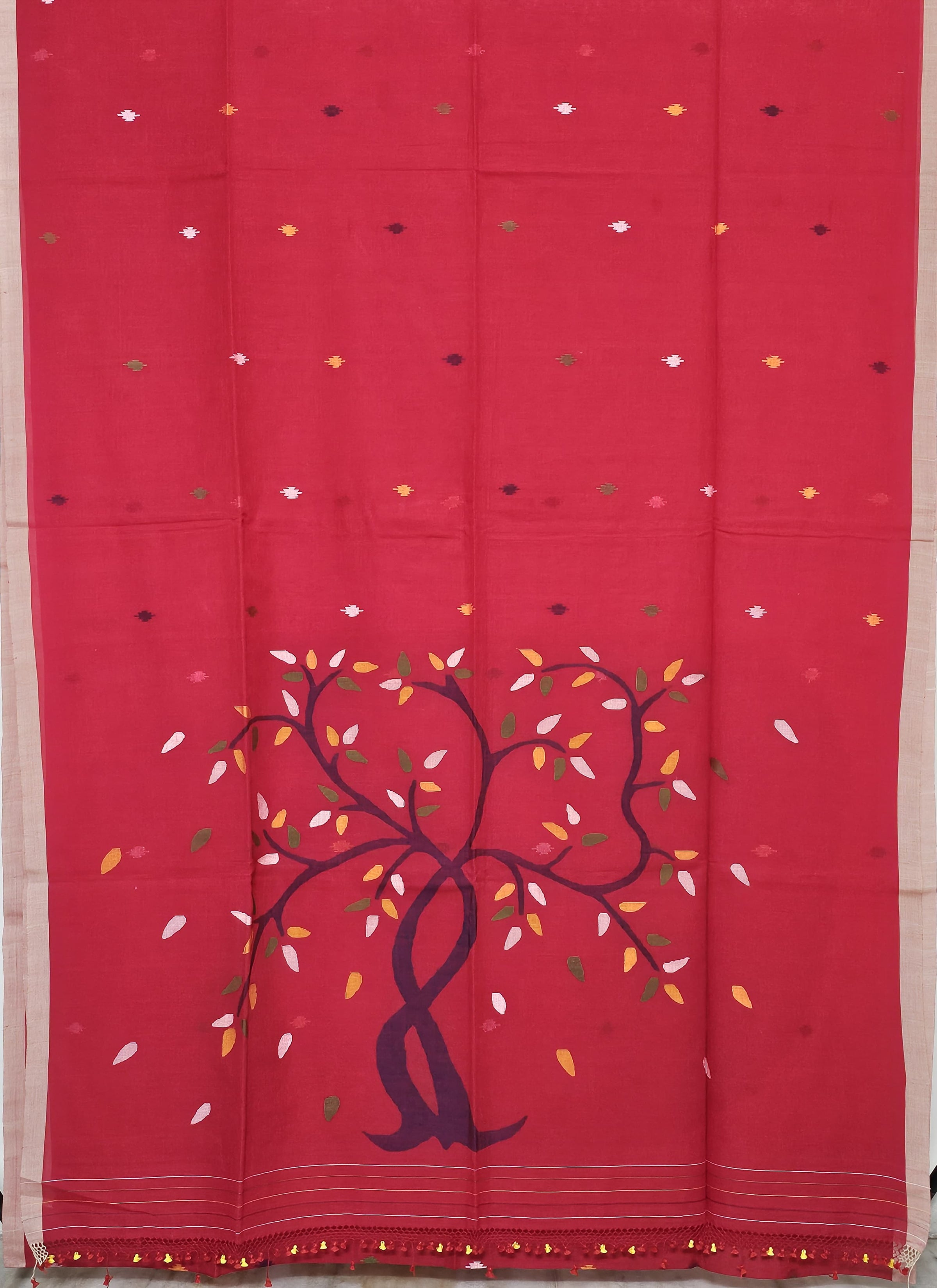 Rohini – Red Jamdhani Handloom Bengal Cotton Saree