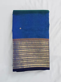 Royal Blue Handloom Kanchi Silk Cotton Saree with Bomkai Pallu