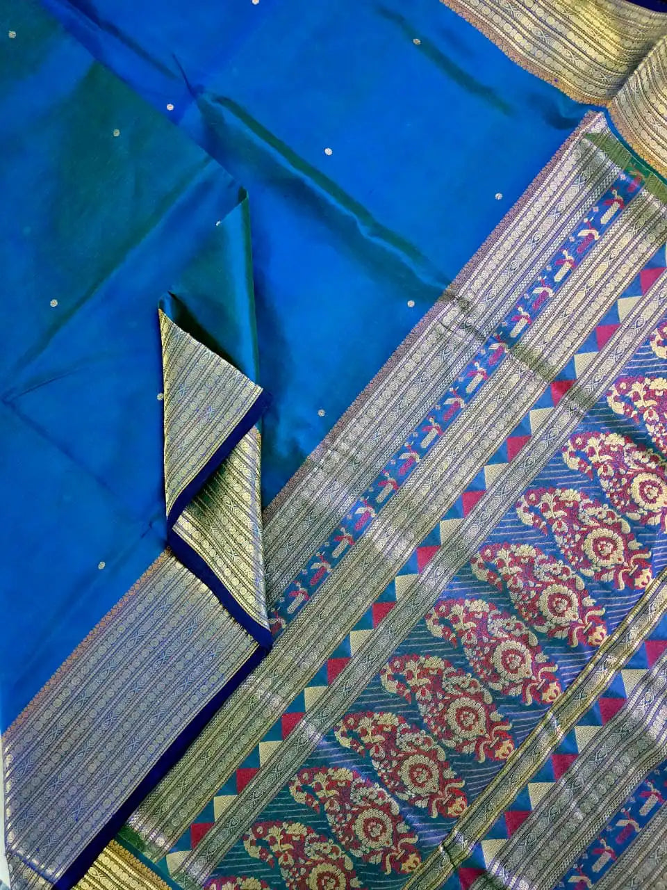 Royal Blue Handloom Kanchi Silk Cotton Saree with Bomkai Pallu