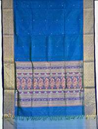 Royal Blue Handloom Kanchi Silk Cotton Saree with Bomkai Pallu