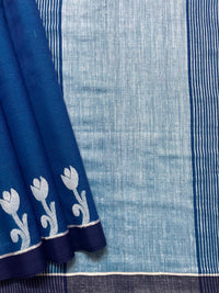 Royal Blue Handloom Khadi Saree with Matka Silk Pallu