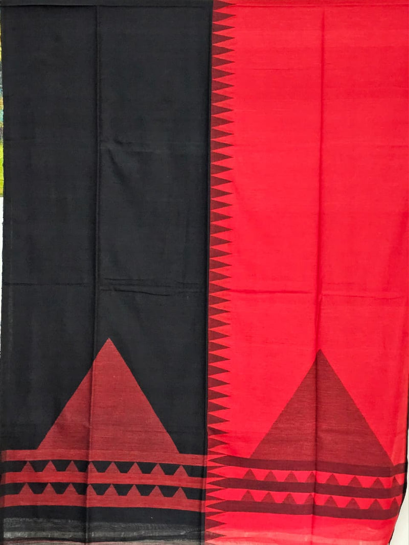 Rudrapriya – Black and Red Handloom Khadi Cotton Saree
