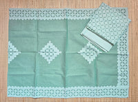 Sea Green Barmer Appliqué Cut Work Cotton 3 Piece Suit Material