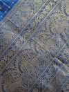 Pallu Close up of Manjari – Peacock Blue Handloom Kanchi Cotton Saree with Vaira Oosi Motifs