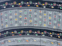 Pallu of Shyamika – Black Kantha Hand Embroidered Cotton Saree with Crimson Border