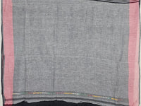 GrayBlouse of Shyamika – Black Kantha Hand Embroidered Cotton Saree with Crimson Border