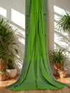 Smita – Parrot Green Handloom Tangail Khadi Saree with Grey Border