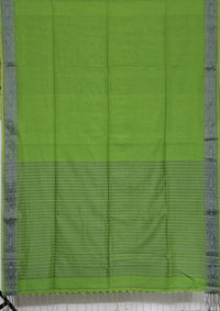 Smita – Parrot Green Handloom Tangail Khadi Saree with Grey Border