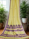 Suvarnita – Yellow Handloom Bengal Cotton Saree with Purple Motifs