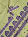 Suvarnita – Yellow Handloom Bengal Cotton Saree with Purple Motifs