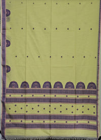Suvarnita – Yellow Handloom Bengal Cotton Saree with Purple Motifs
