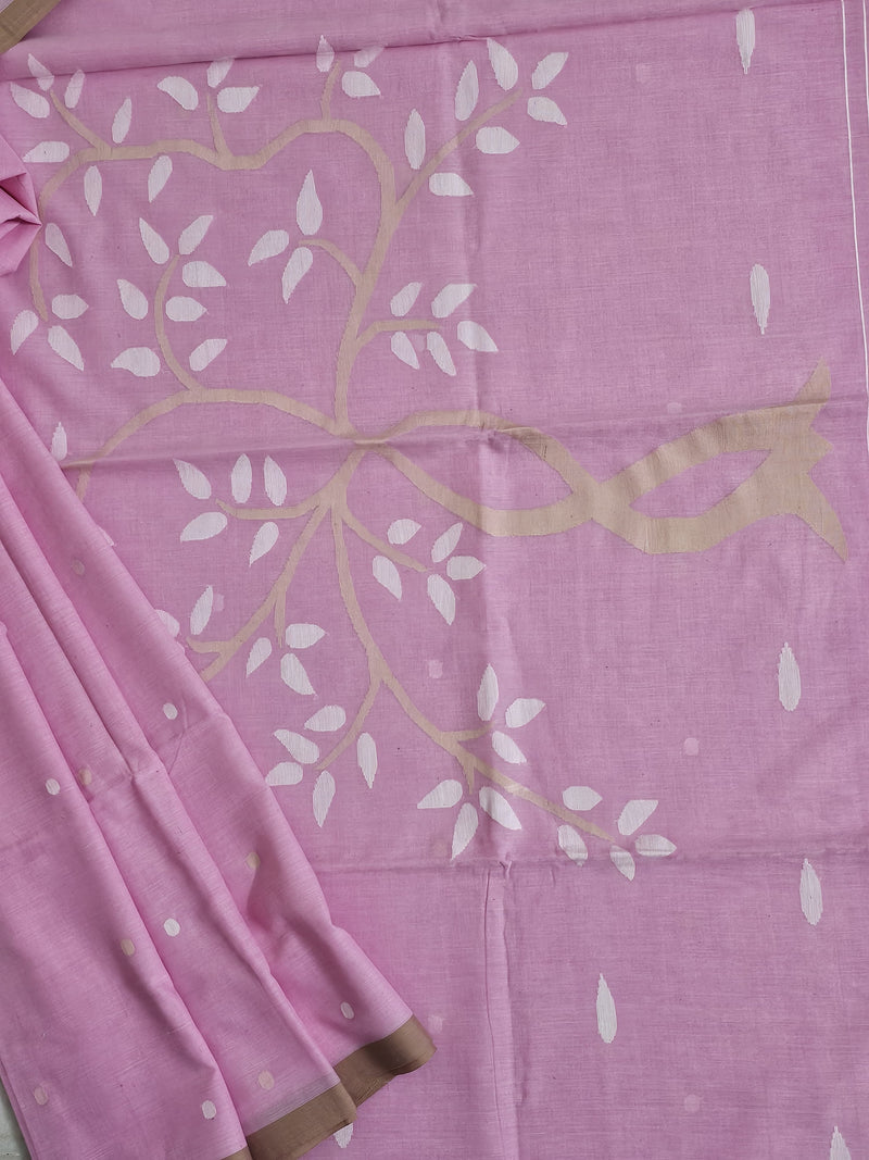 Svanika – Pink Jamdhani Handloom Bengal Cotton Saree