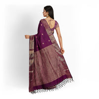 Purple Handloom Khadi Saree