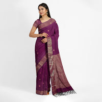Purple Handloom Khadi Saree