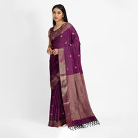 Purple Handloom Khadi Saree