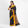 Black Surajmukhi Cotton Saree with Matka Silk Border and Pallu