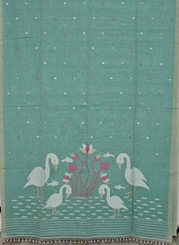 Tanirika - Sea Green Jamdani Handloom Bengal Cotton Saree