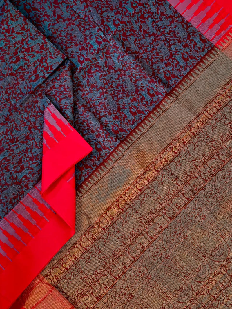 Tarunya – Maroon Vanasingaram Handloom Kanchi Cotton Saree