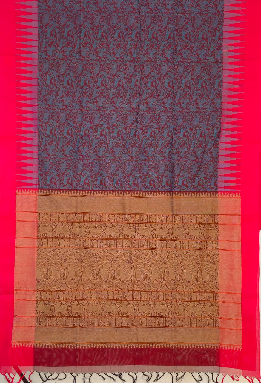 Tarunya – Maroon Vanasingaram Handloom Kanchi Cotton Saree
