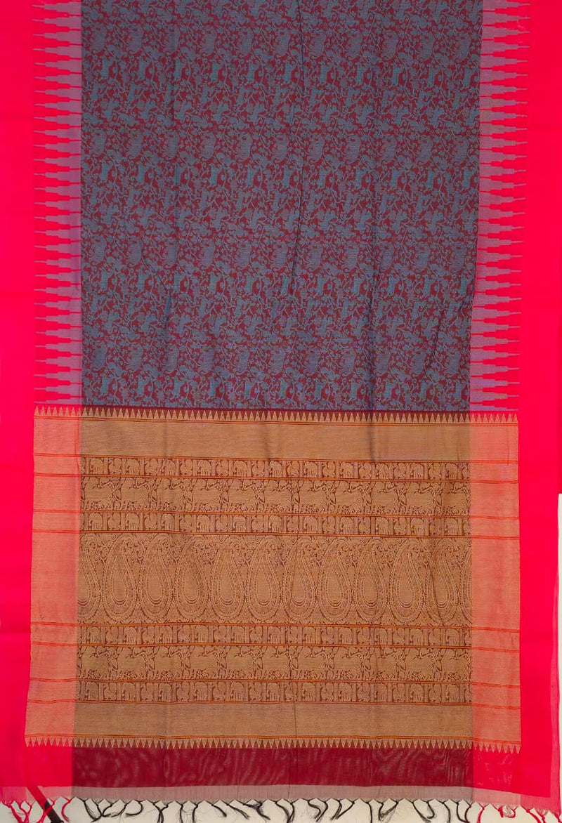 Tarunya – Maroon Vanasingaram Handloom Kanchi Cotton Saree