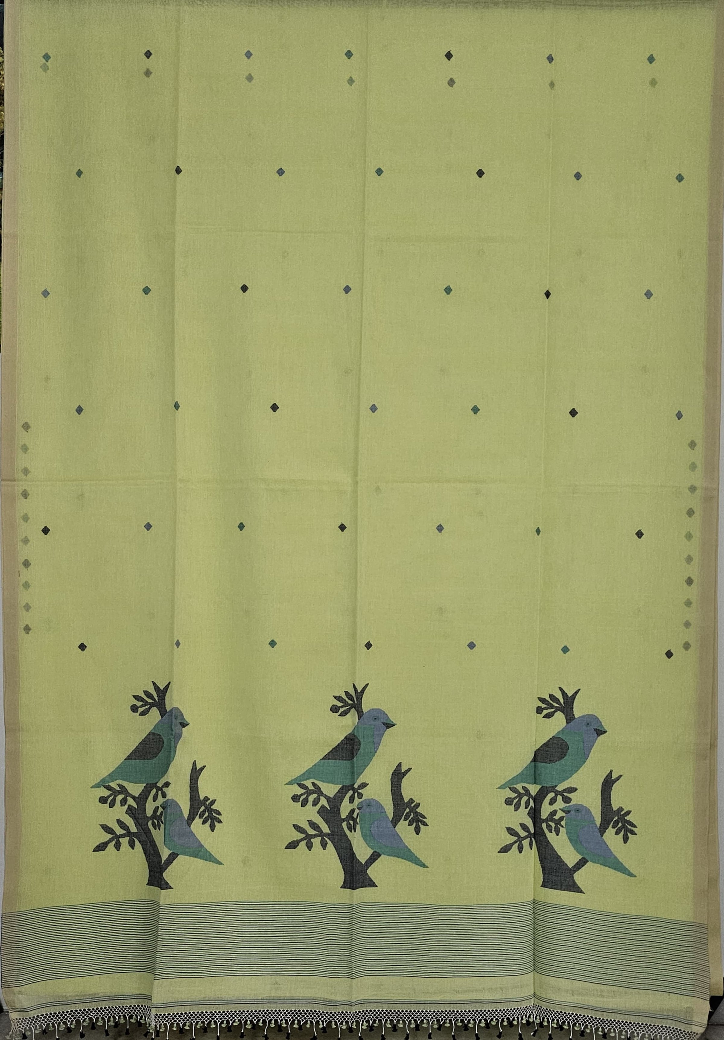 Tejasvini – Yellow Jamdani Handloom Bengal Cotton Saree