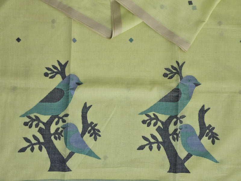 Tejasvini – Yellow Jamdani Handloom Bengal Cotton Saree