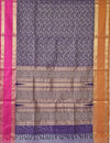 Vanajyotsna – Navy Blue Kanchi Silk Cotton Saree with Ganga Jamuna Rettai Pet Border