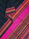 Varnika – Black Handloom Bengal Cotton Saree with Magenta and Orange Border
