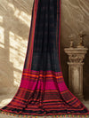 Varnika – Black Handloom Bengal Cotton Saree with Magenta and Orange Border