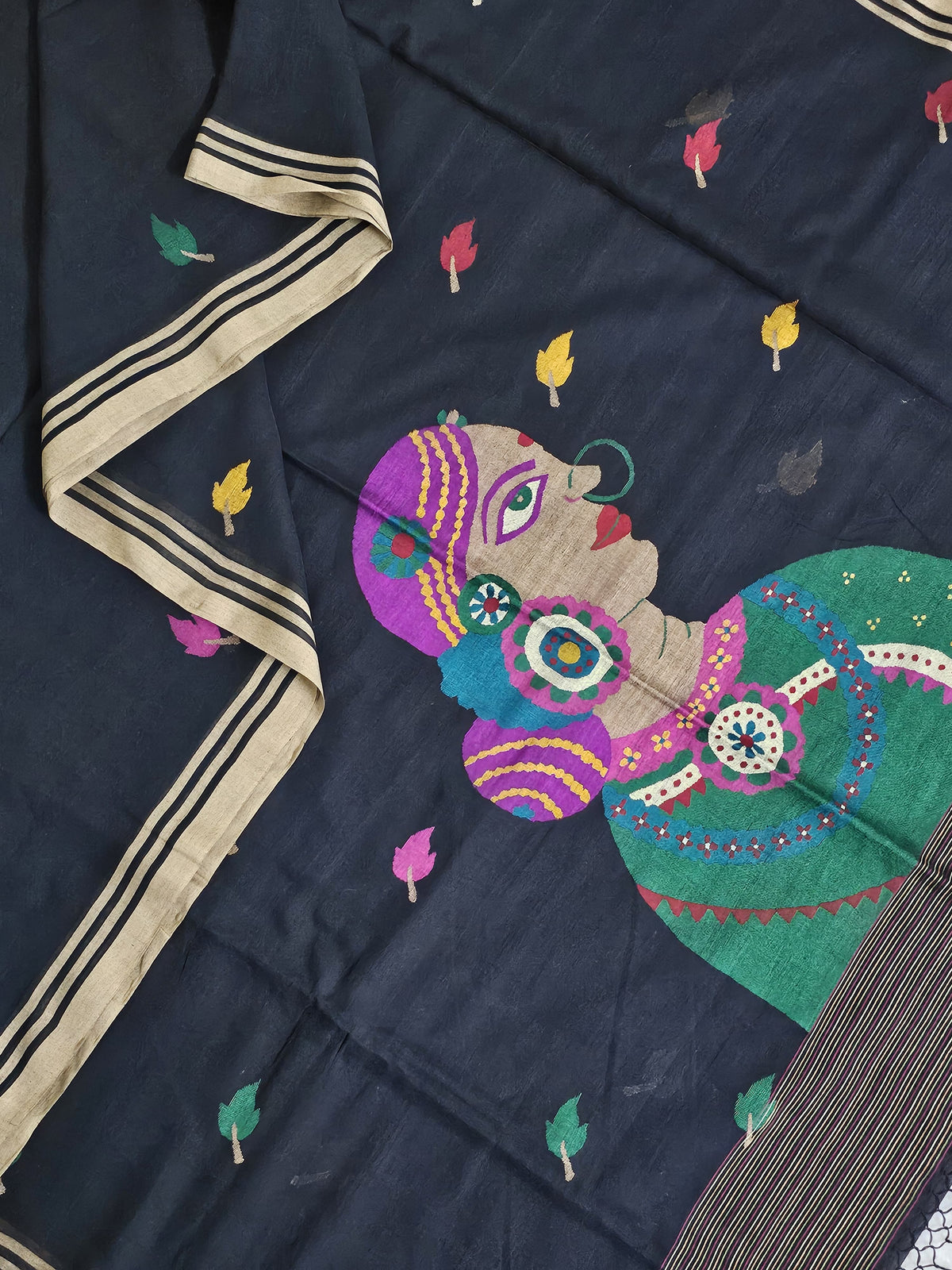 Vidhatri – Black Jamdani Handloom Bengal Cotton Saree