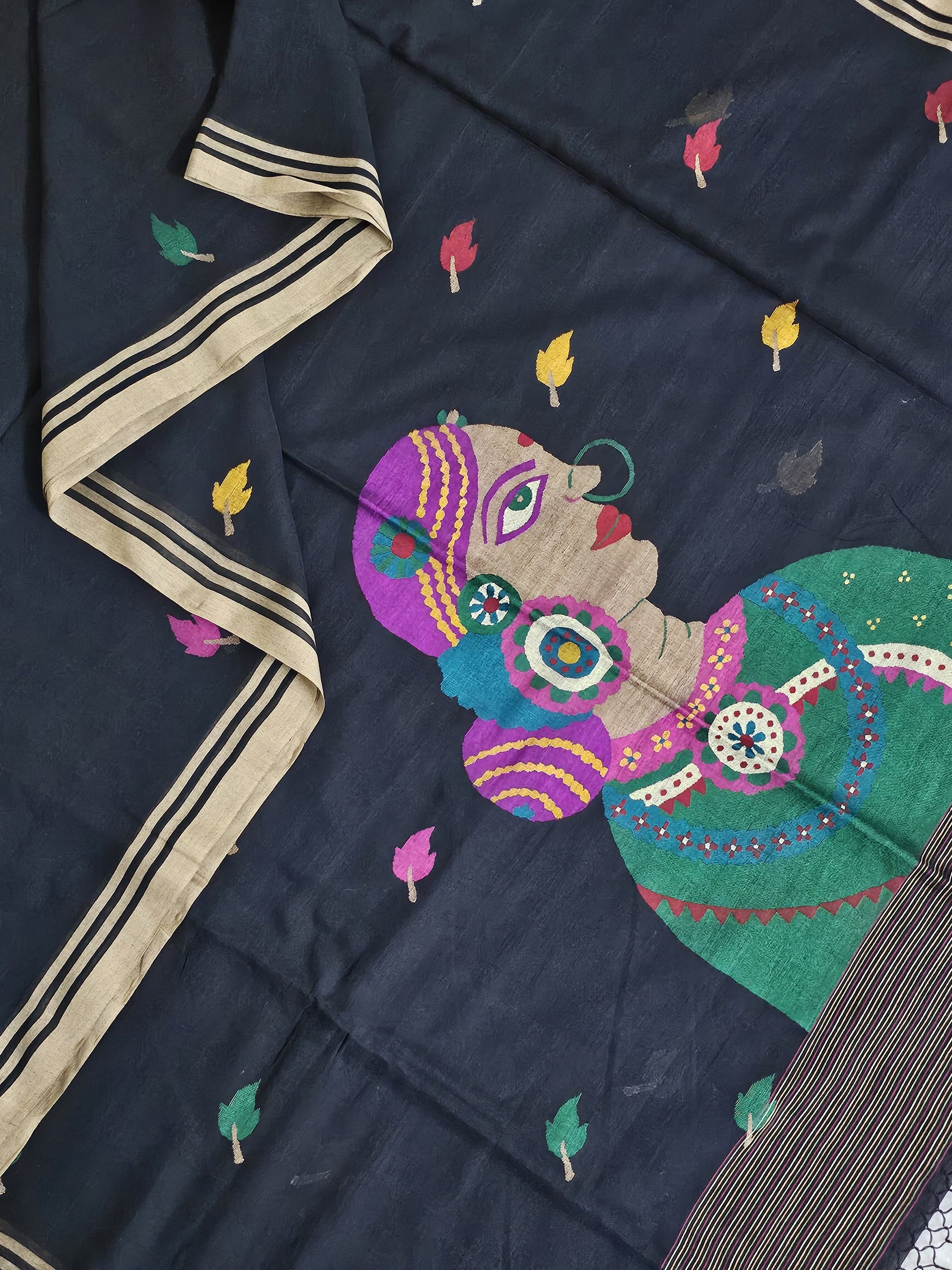 Vidhatri – Black Jamdani Handloom Bengal Cotton Saree