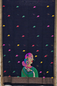 Vidhatri – Black Jamdani Handloom Bengal Cotton Saree