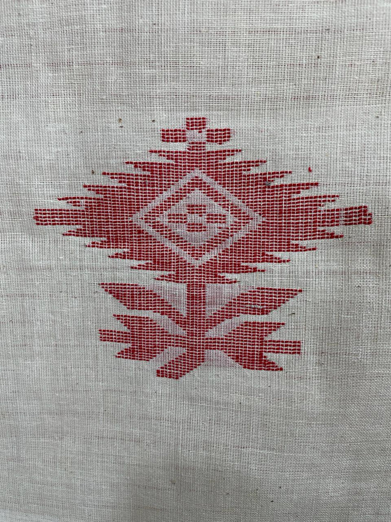 OffwhiteHandloomKhadiSareewithRedMotifs