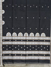Varenya – Black Handloom Bengal Cotton Saree with White Chakra Motifs
