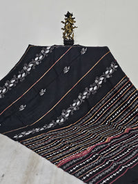 Black Handloom Kesh Kantha Cotton Saree