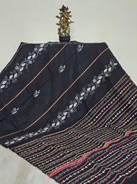 Black Handloom Kesh Kantha Cotton Saree