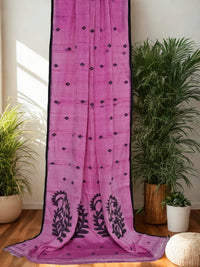 Pink Handloom Jamdani Bengal Cotton Saree