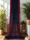 Navy Blue Handloom Khadi Saree with Jaali Pattern
