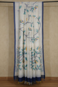 White Handloom Jamdani Bengal Matka Silk Saree