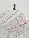 White Hantha Kantha Cotton Saree Multi Color floral motifs