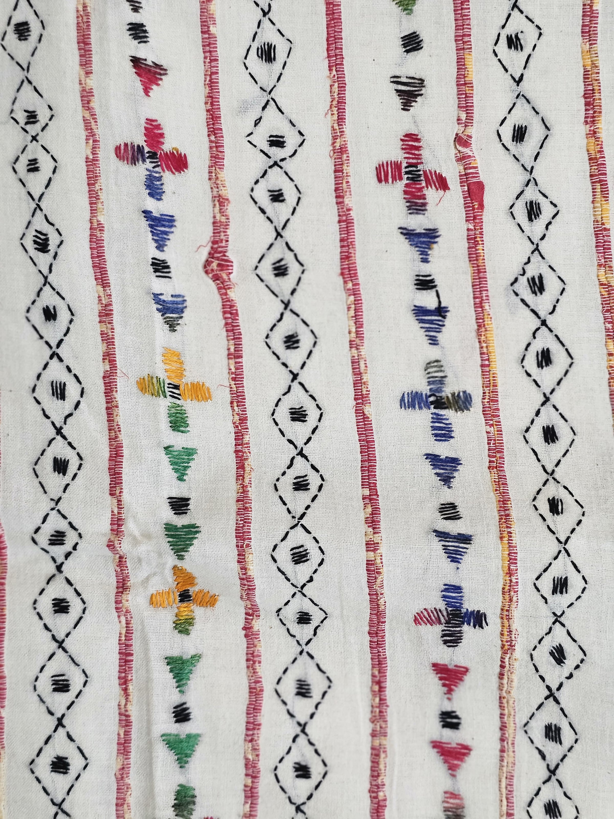 White Hantha Kantha Cotton Saree Multi Color floral motifs