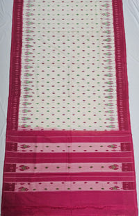 White Handloom Pochampally Ikkat Mercerized Cotton Saree