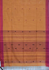 Yamika – Burnt Orange Handloom Khadi Saree with Magenta Pink Border & Bhujodi Motifs