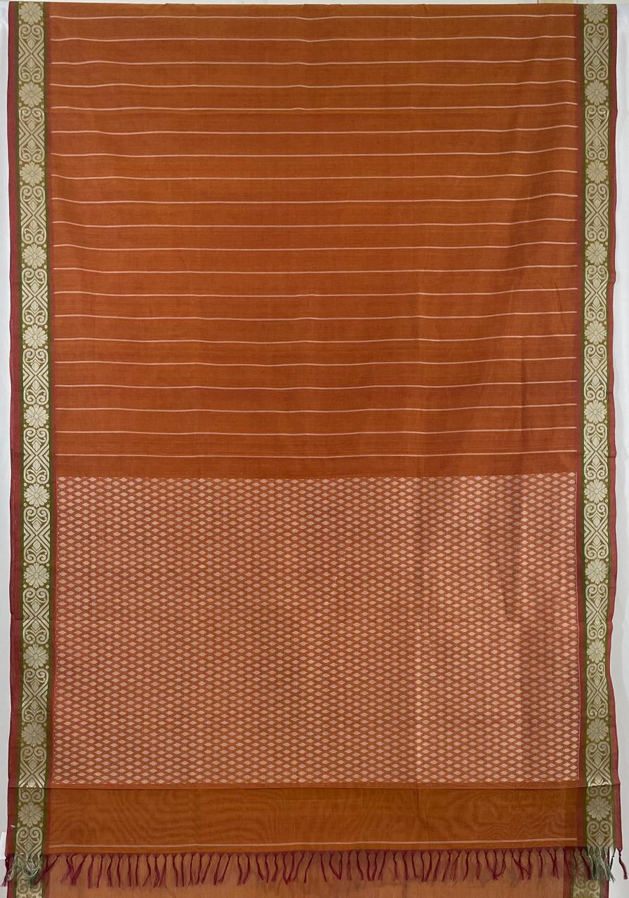 Yellow Maroon Dual Tone Handloom Kanchi Cotton Saree