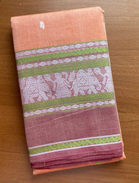 Yellow White Dual Tone Handloom Kanchi Cotton Saree