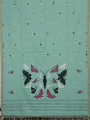 Yoshita – Sea Green Jamdhani Handloom Bengal Cotton Saree with Butterfly Motifs