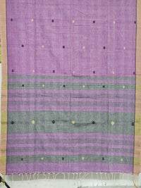 Anvitha – Muted Orchid Purple Handloom Khadi Saree with Bhujodi Motifs - Kleemkaara